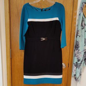 WHITE HOUSE BLACK MARKET Dress, Teal, Black, White & Gray